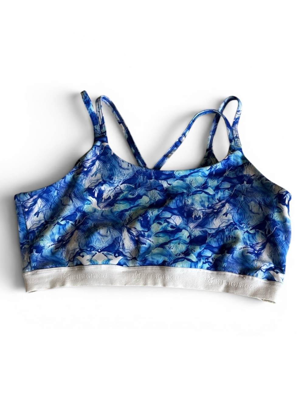 KiraGrace blue marbled sports bra Size Large